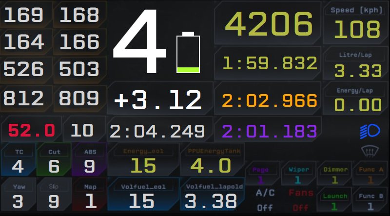 Corvette Z06 LMGT3.R Dashboard Layout 1