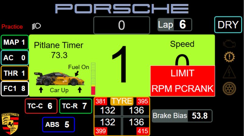 Porsche 911 GT3 R LMGT3 Dashboard Layout 1